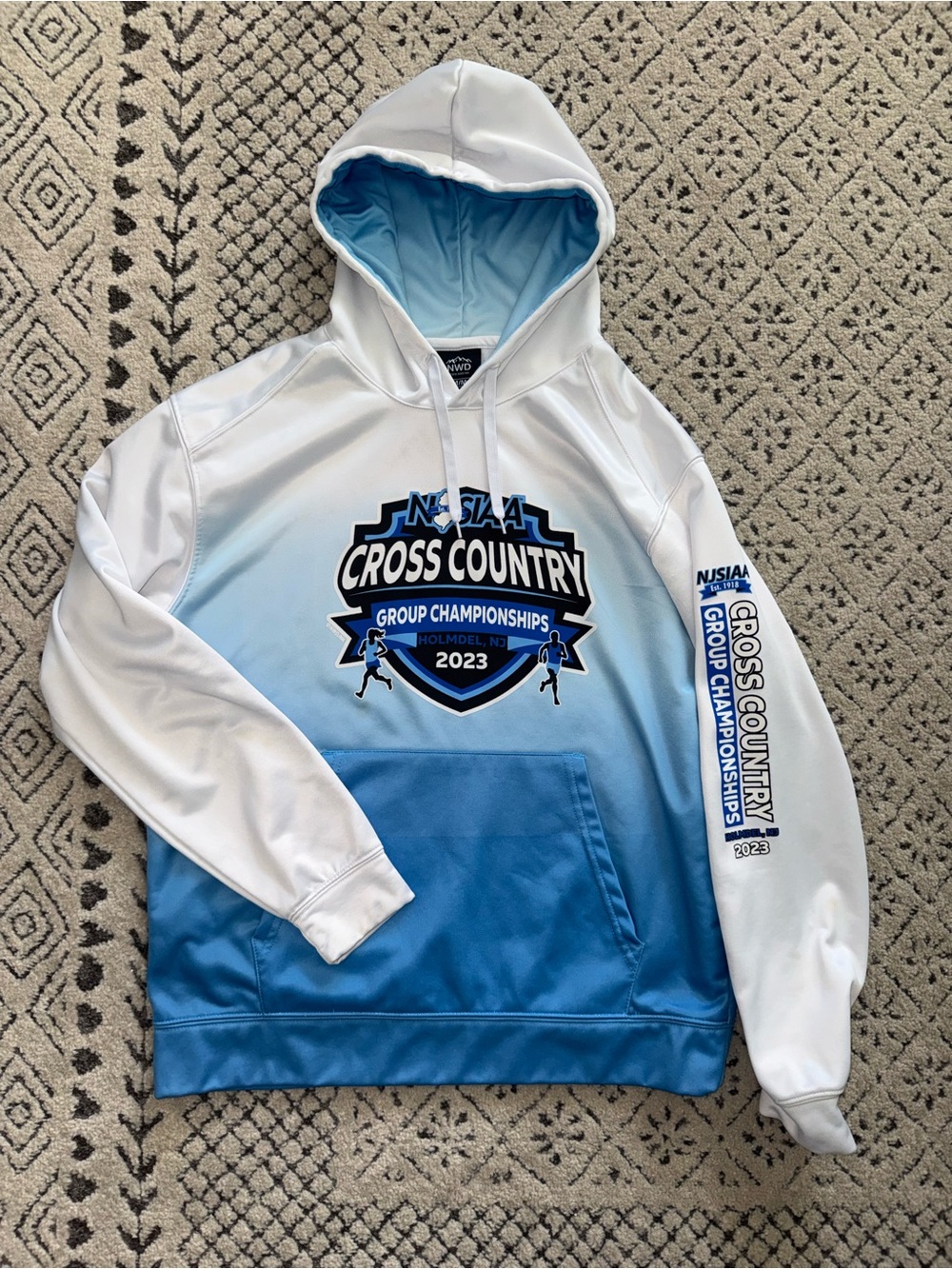 NJSIAA Cross Country 2023 Gradient Blue & White Hoodie NJ High School Men’s